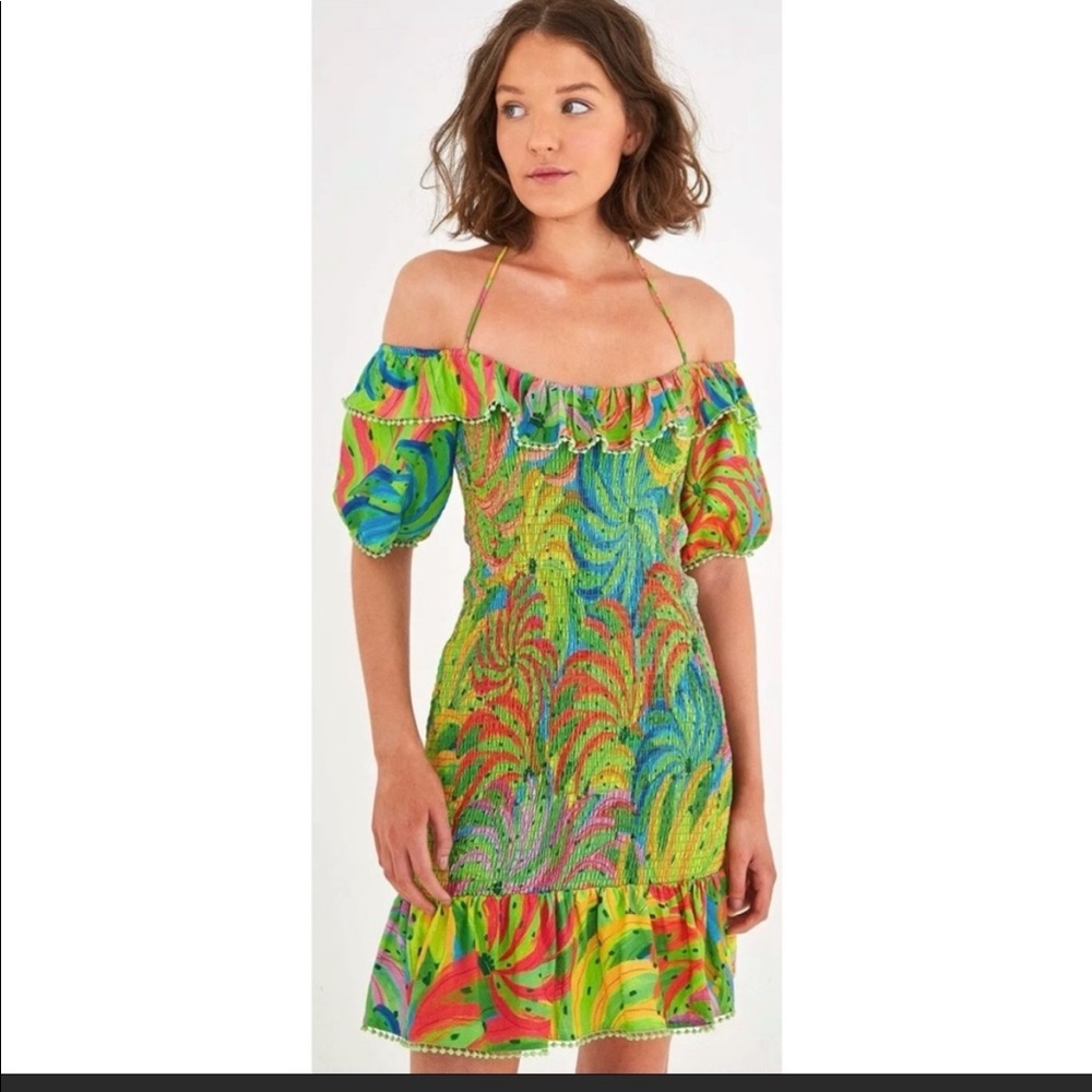 FARM Rio Neon Banana Mini Dress in great condition!